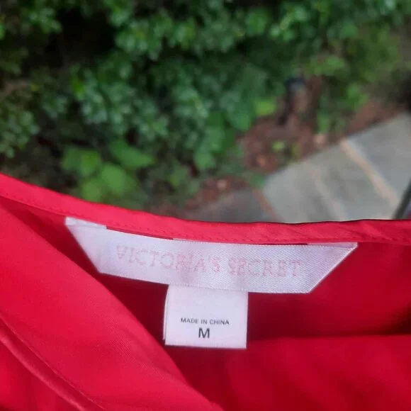 Vintage Victoria's Secret Red Silk Semi-Sheer Plunge Maxi Slip Dress Nightgown - Picture 5 of 7